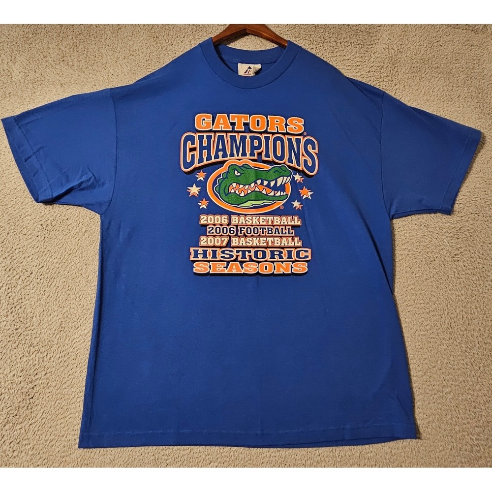 Florida Gators Champions T-Shirt Mens 2XL Blue 2006 2007 Historic Seasons Tee